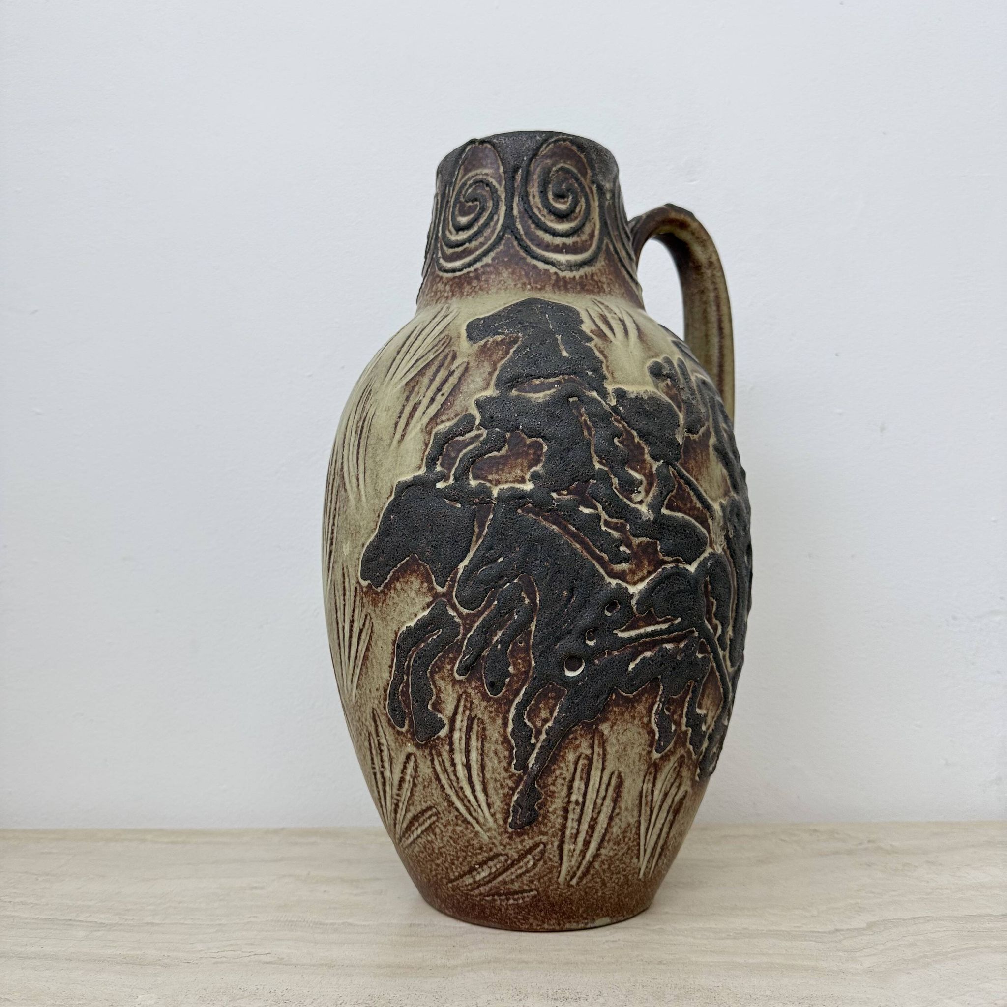 Vase vintage Scheurich d'Allemagne de l'Ouest à décor de chevaux, années 1970