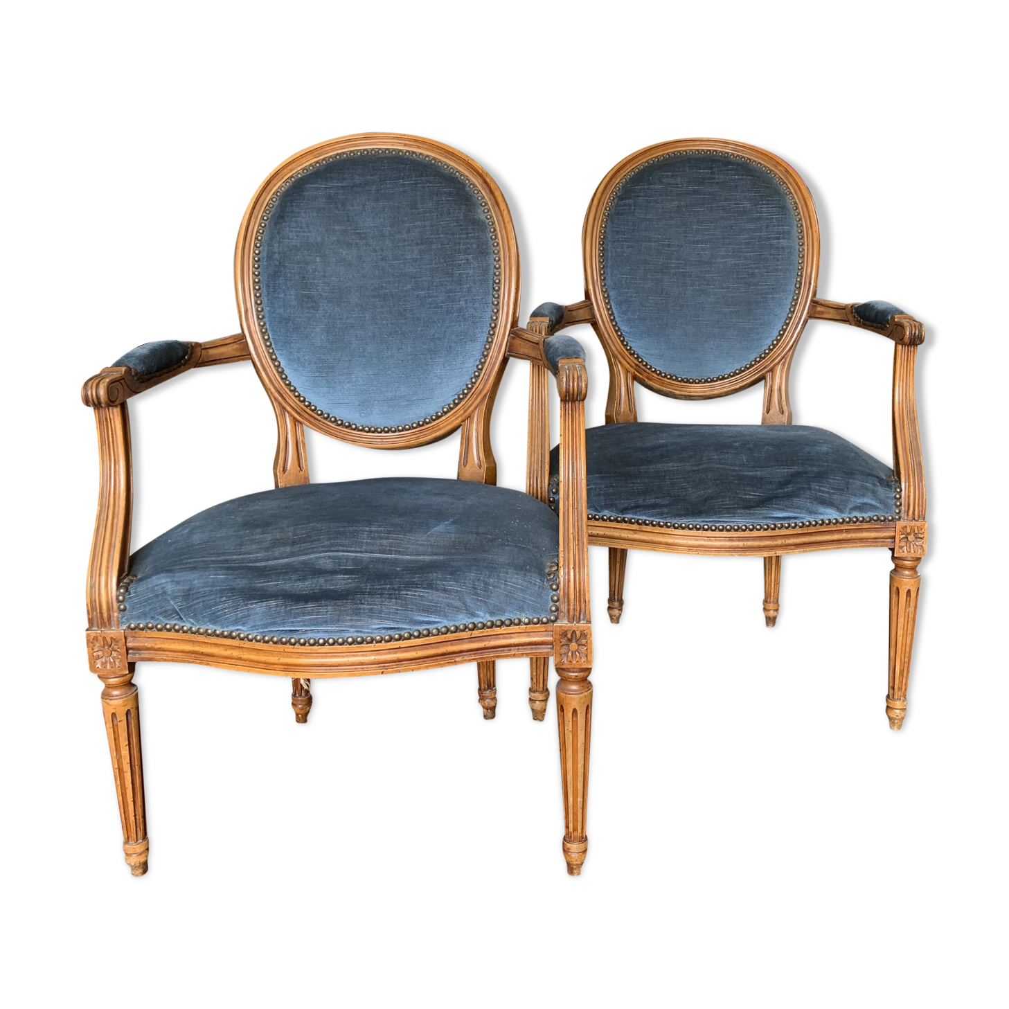 Pair of Louis XVI style medallion chairs