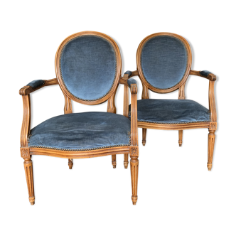 Pair of Louis XVI style medallion chairs
