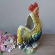 Vintage ceramic jug rooster – soft yellow and blue colours, vintage.