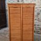 Armoire à rideaux vintage en chêne français – années 1960 – rangement de bureau avec étagères réglables