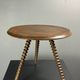 Midcentury wood turned barley twist side table with cork screw legs 1950s