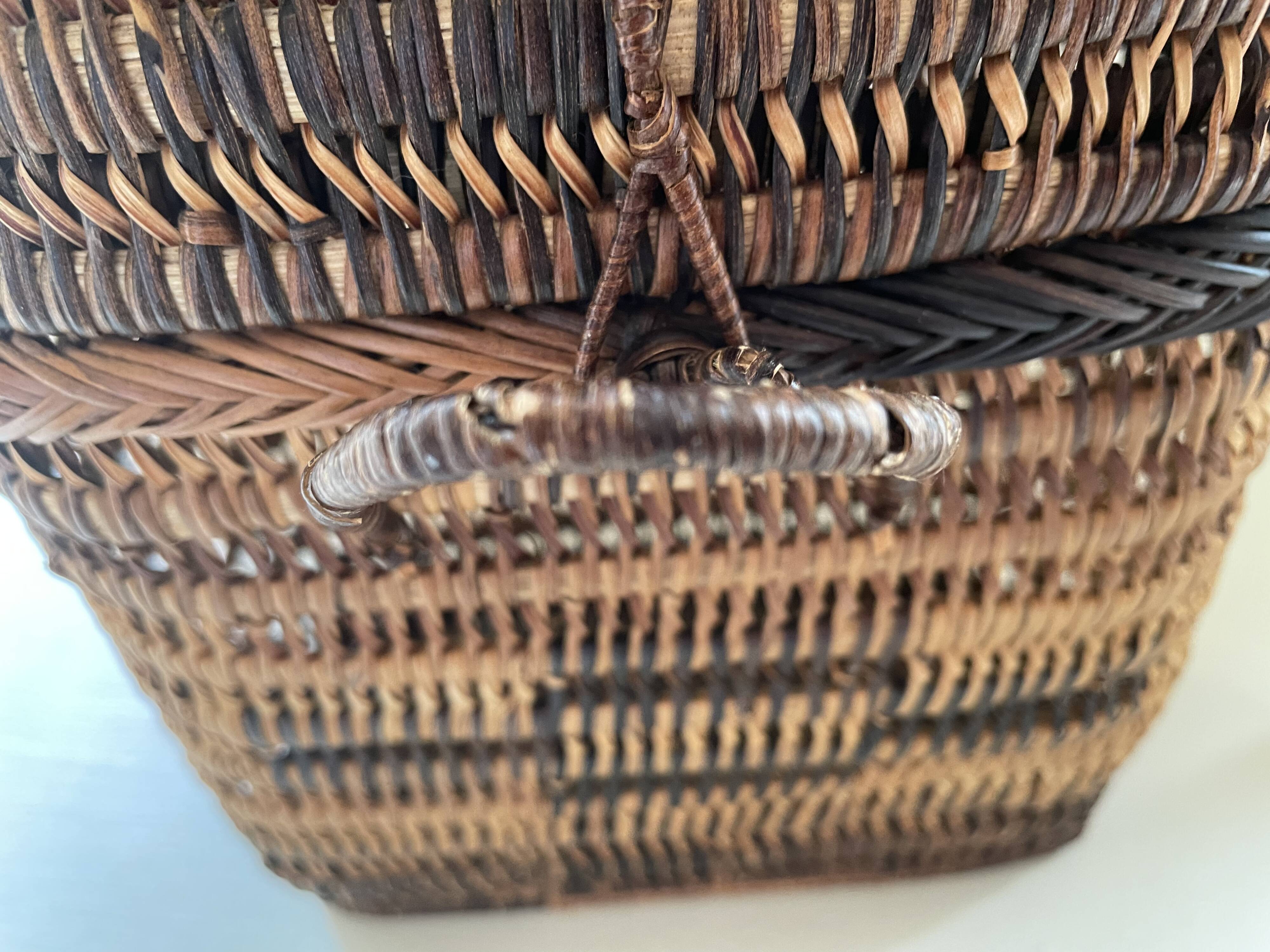Asian rattan basket with lid 23×18 cm