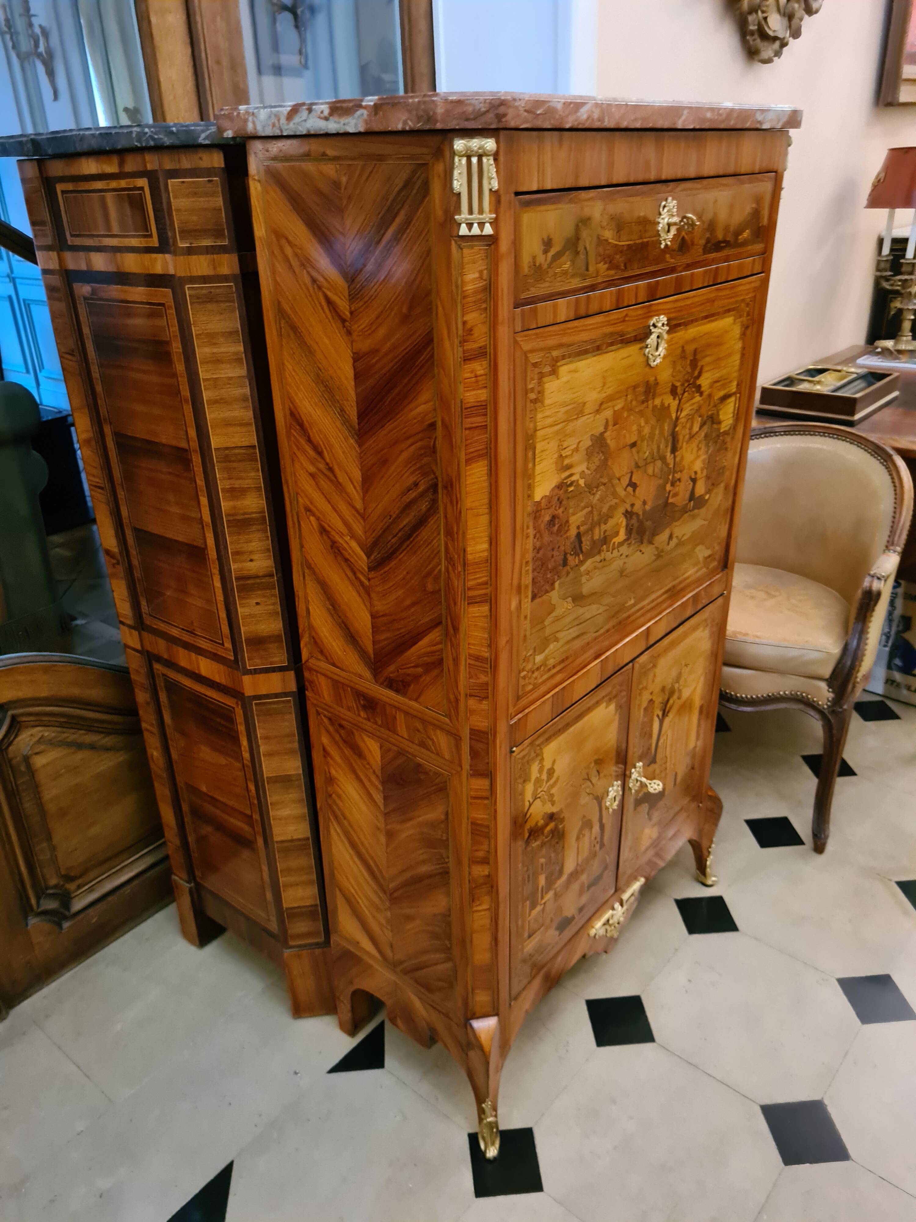 Secretary with flap stamped Lemasle ep Louis XVI
