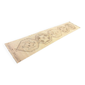 Vintage Handmade Muted Beige and Brown Long Hallway Runner