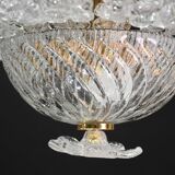 Charming transparent Murano glass leaf ceiling light or chandelier, 1970s