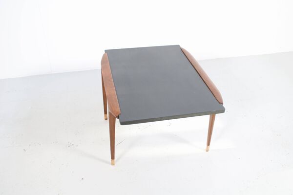 Table basse/d'appoint teck et ardoise années 60'