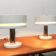 Minimalist table lamps from the German mid-century space age by Kaiser Idell / Kaiser Leuchten, 1960s, set of 2.