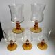 Set of 5 glasses with amber feet 70s