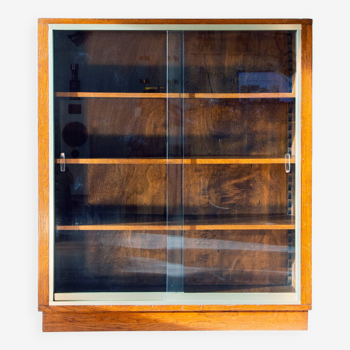 Showcase bookcase, glass and oak 1960