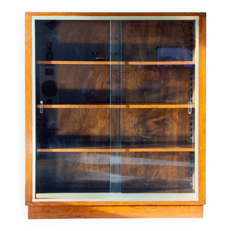 Showcase bookcase, glass and oak 1960