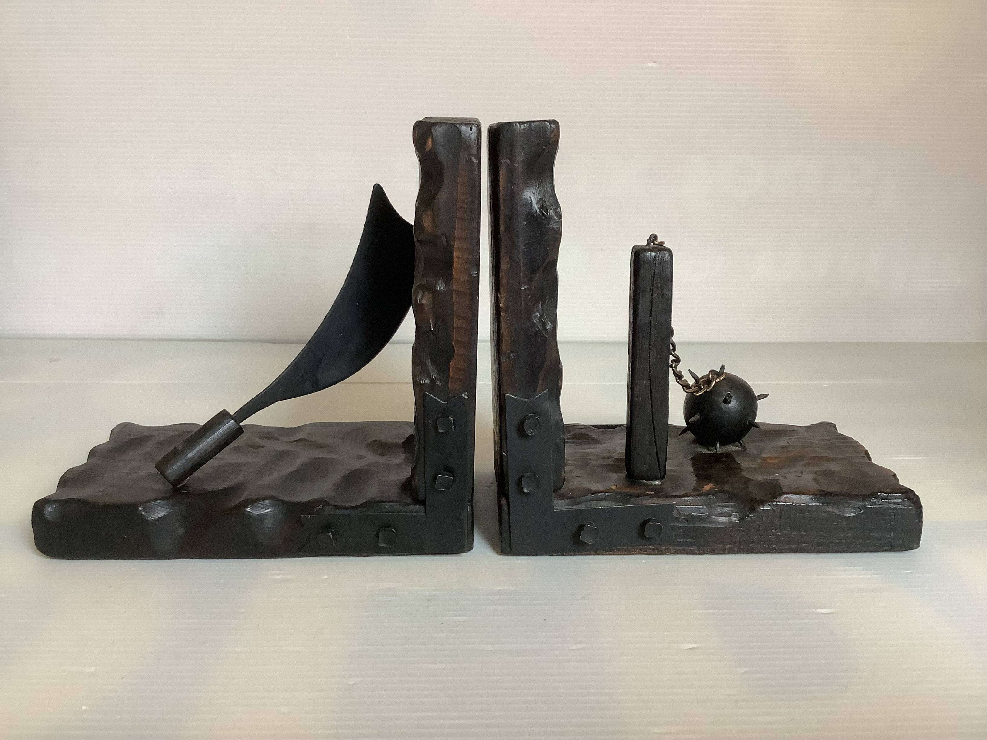 Pair of black wooden bookends