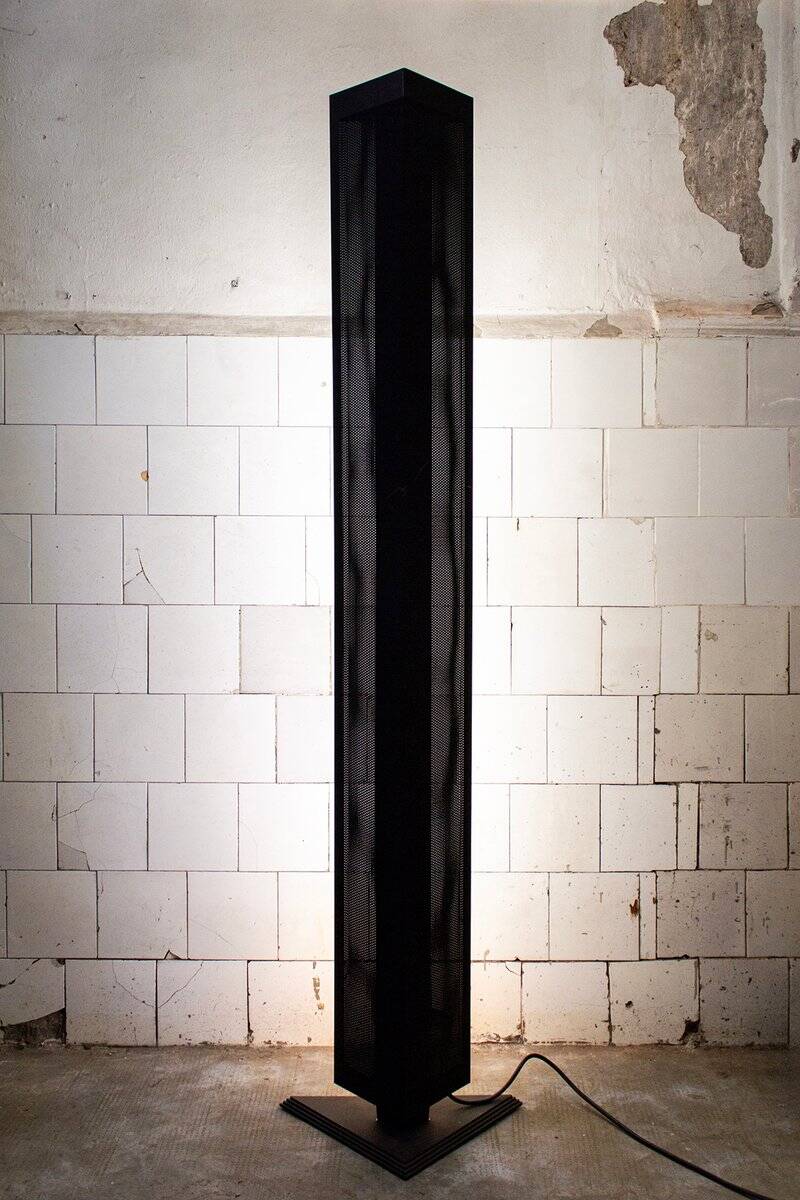 Three-light floor lamp in metal by Status Italia, 1990s.