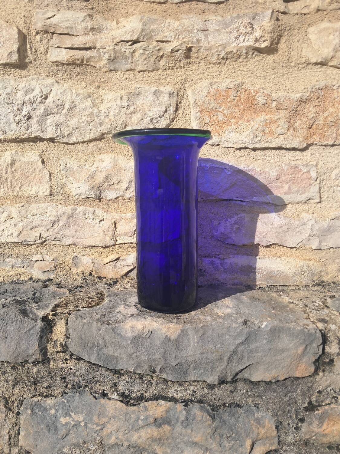 Blue blown glass vase.