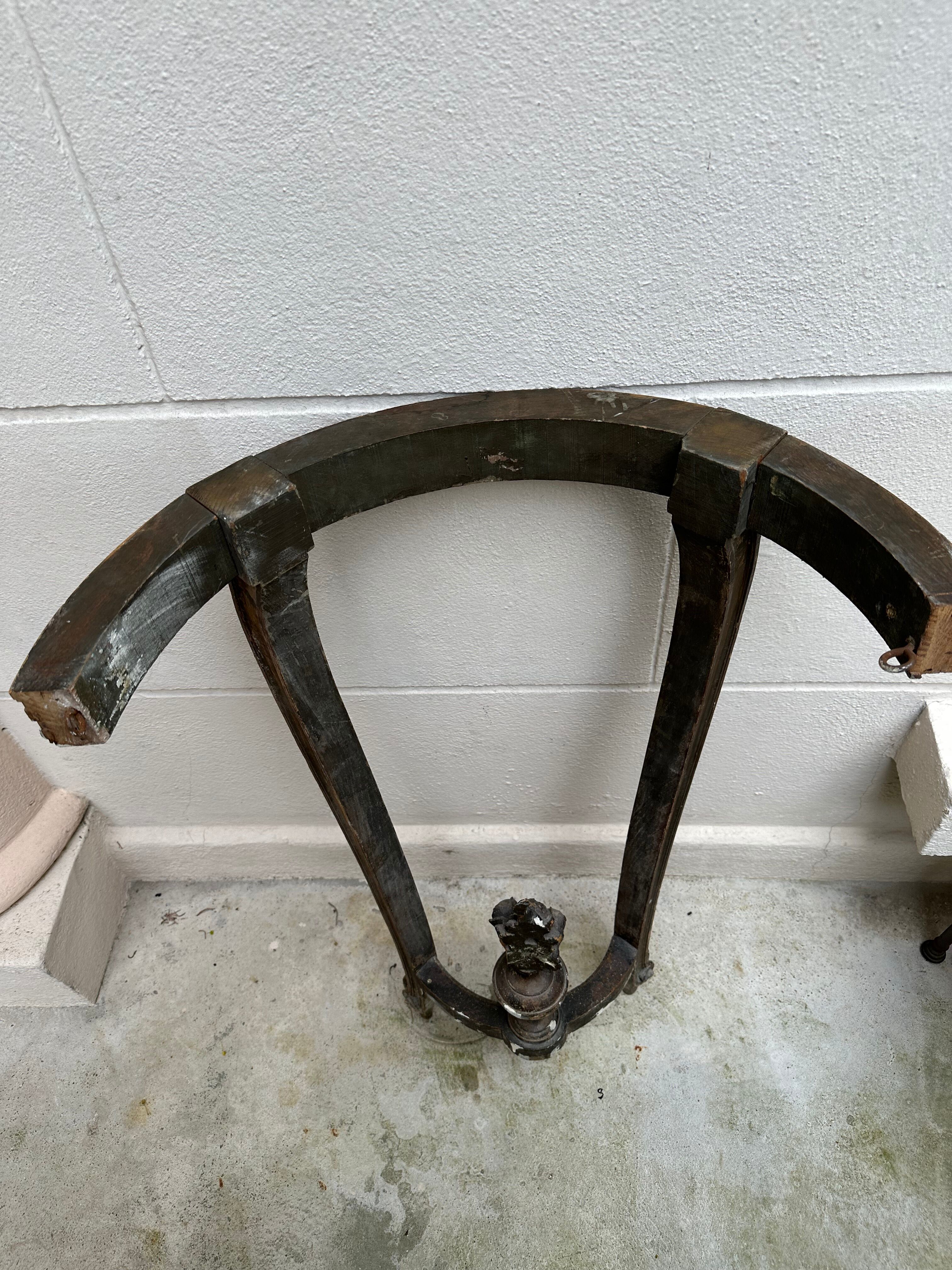 Wall lamp console - half moon carved wood old gilded