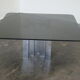 Table basse en verre fumé et chrome 1970