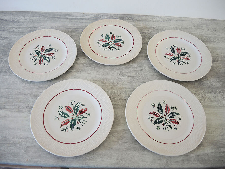 5 old flat plates – Faïencerie L'Amandinoise 6541