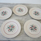 5 anciennes assiettes plates – faïencerie l’amandinoise 6541