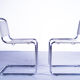 Set of 2  italian grey leather cantilever seats