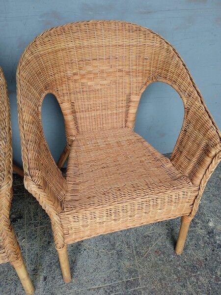 Pair of vintage rattan armchairs