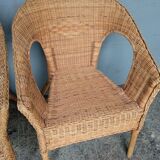 Pair of vintage rattan armchairs