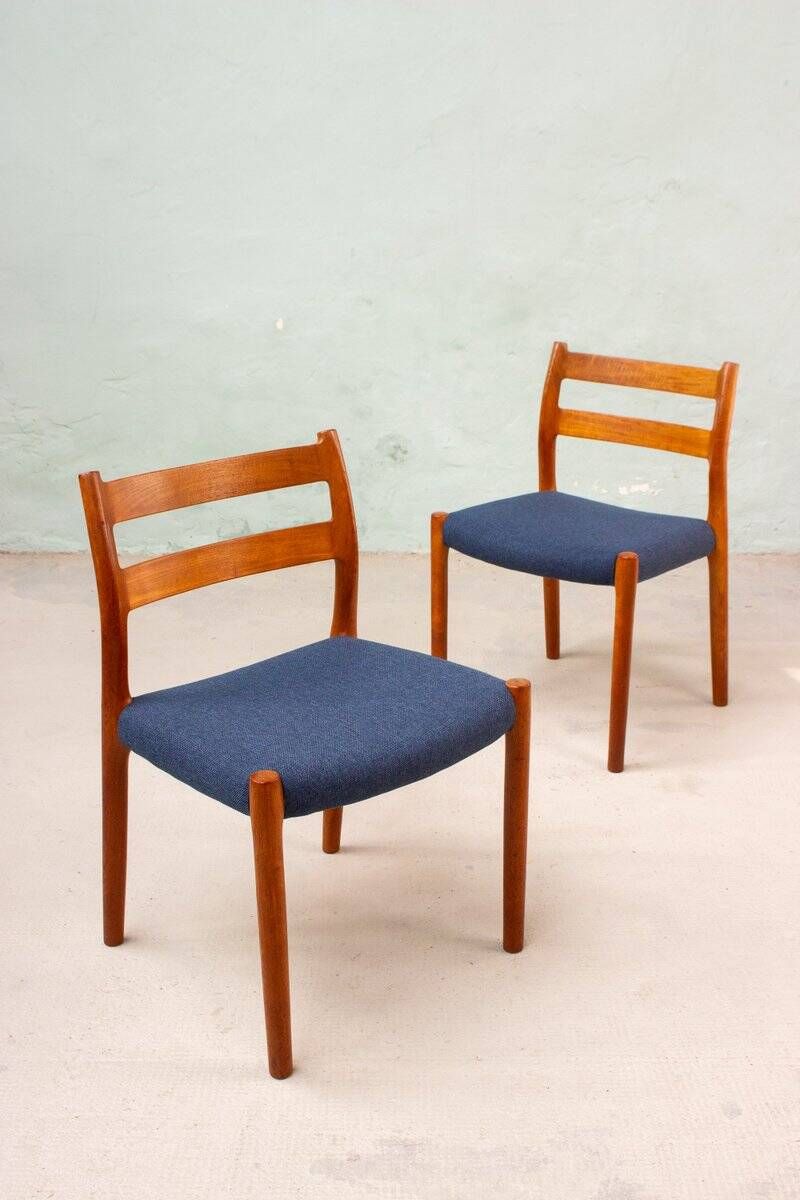 Set of 2 Model No. 84 Teak Chairs by Niels Otto Møller, Denmark, 1960s
