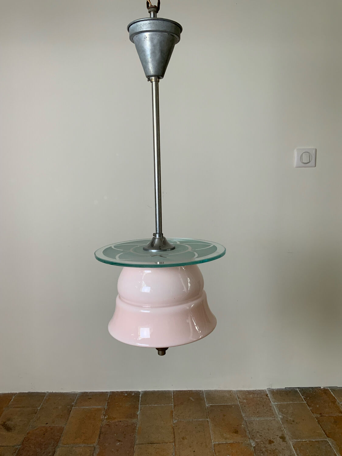 Pink opaline pendant light