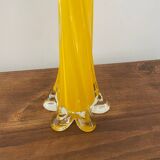 Grand soliflore en verre jaune