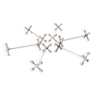 Set of 6 WMF Silver-Plated Knife Rests, Jack Style, Vintage 1970s