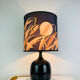 "Fig" lamp, black ceramic and silk shade, 1960s.