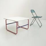 Pink and mauve tubular coffee table, 1980
