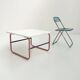 Table basse tubulaire rose et mauve, 1980