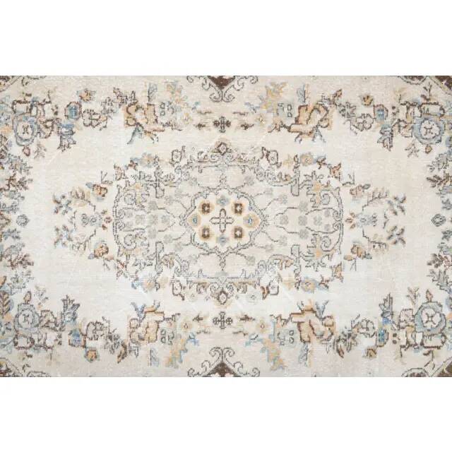 1970s Turkish Oushak Handmade Wool Cotton Beige Area Rug 114x197