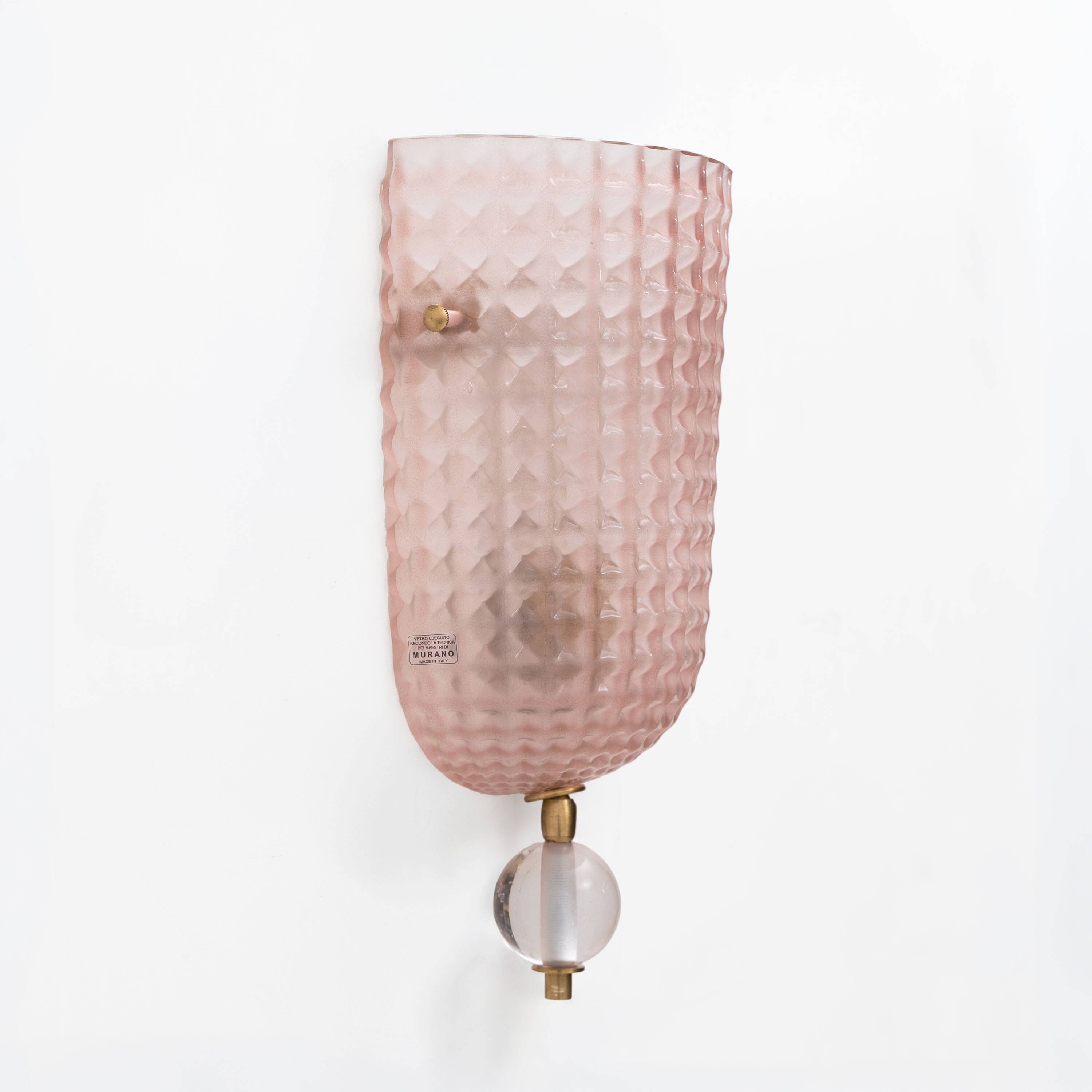 Pair of Art Dèco Style Italian Murano Glass and Brass Sconces
