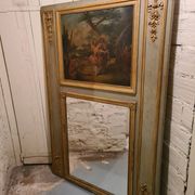 Lacquered wooden trumeau in the Louis XVI style, late 19th century.