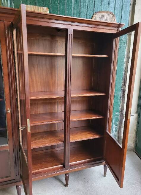 Display cabinet library 3 doors Louis XVI style in wood