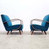 1930 Jindrich Halabala Bentwood Armchair in Teal Velvet