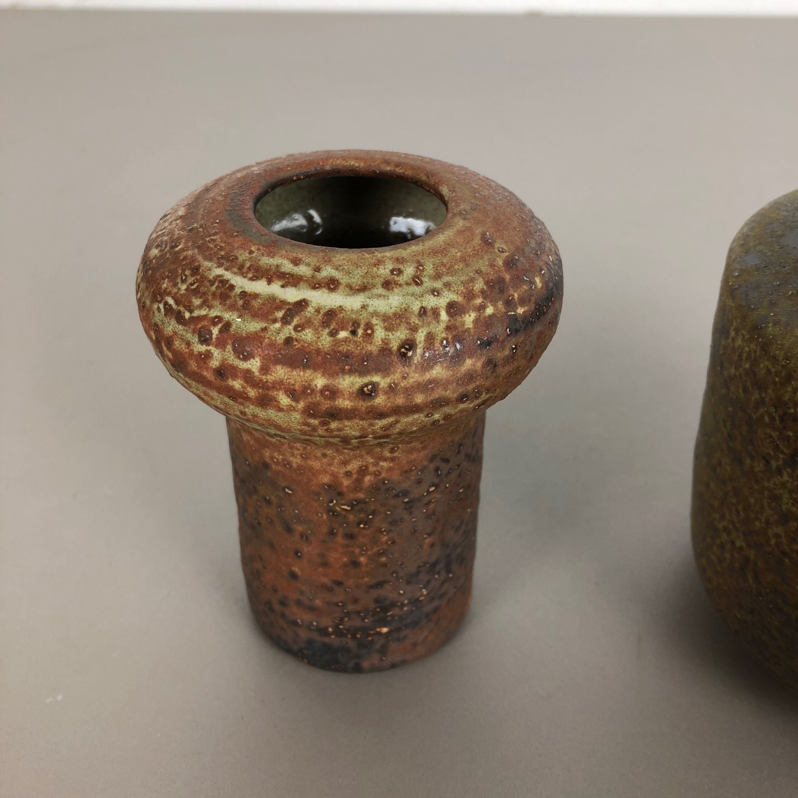 Set of 2 ceramic studio pottery vase by Piet Knepper for Mobach Netherlands 1970