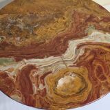 Coffee table in marble and hammered wrought iron, 61 cm