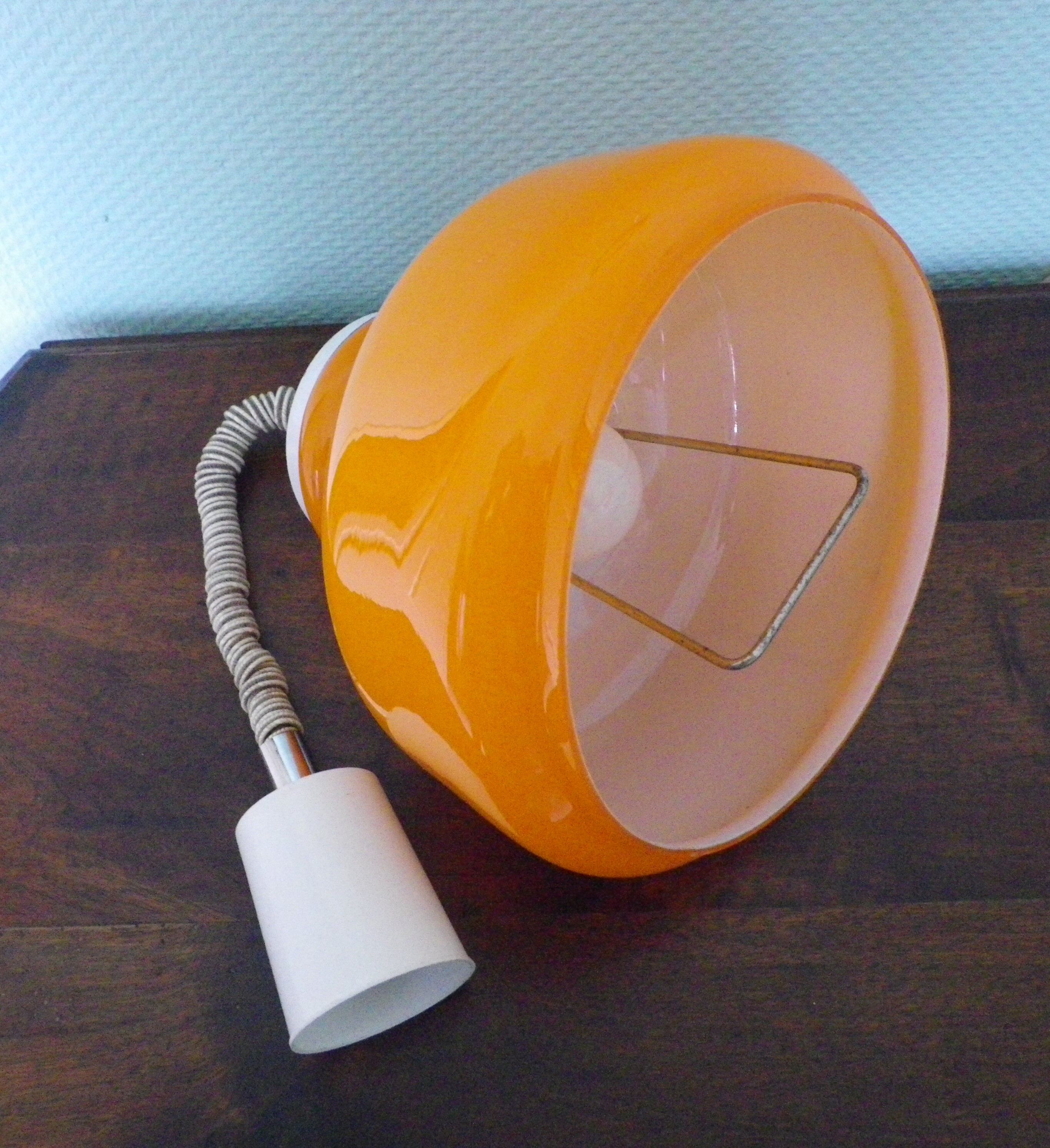 Suspension mounted downhill in orange, metal, glass - 60s