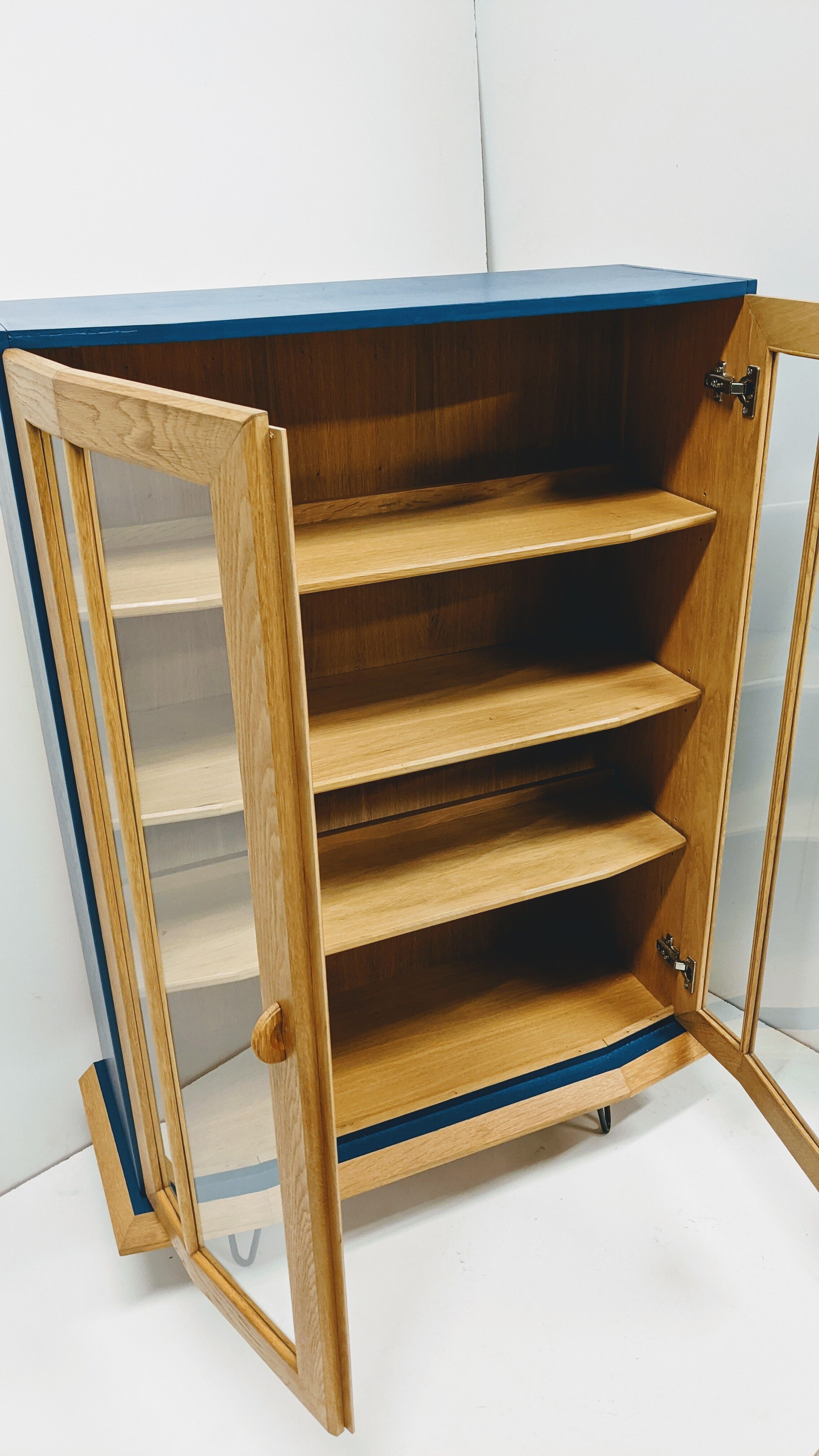 Wooden sideboard / Vintage storage cabinet / showcase / shelf / pin legs