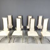 Vintage brass dining chairs by Belgo chrom, 1970s - set of 8