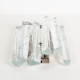 Single Midcentury ice glass wall lamp by Fischer Leuchten, Germany 1970's