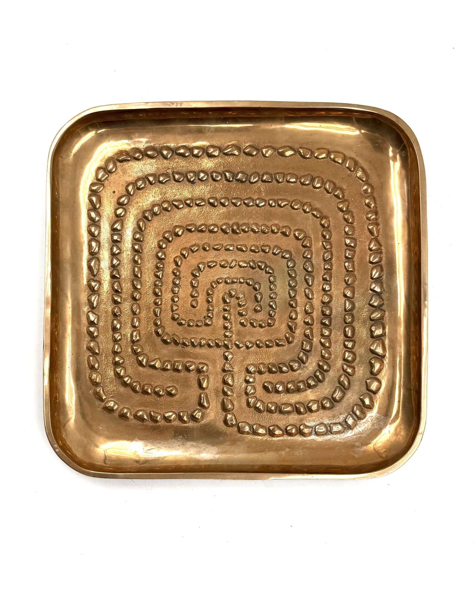 Modern solid brass tray / vide poche, Atelier Ventrella Italy 1980s