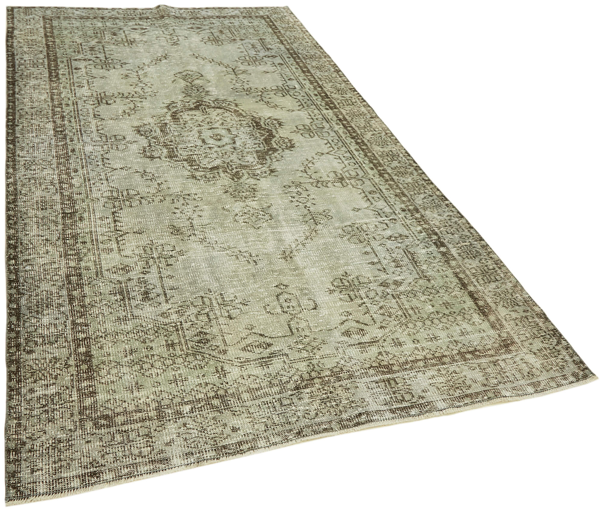 Handwoven Overdyed Turkish 1970s 161 cm x 274 cm Grey Carpet