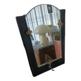 Art Deco leather and bronze mirror