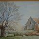 Eglise à la campagne - Aquarelle signée