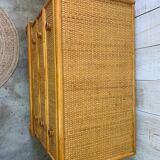 Vintage rattan chest of drawers