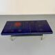 Table basse en céramique émaillée bleue design année 70