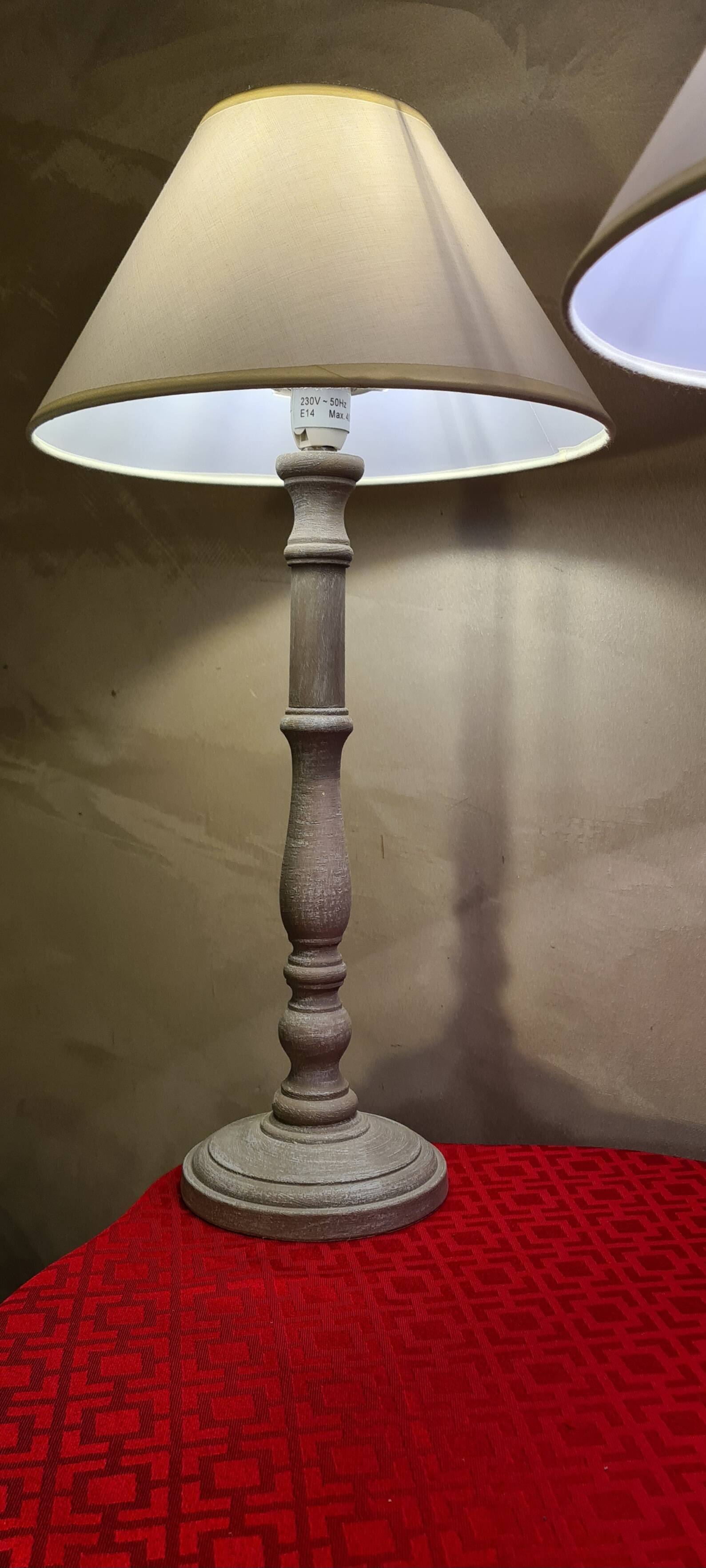 pair of taupe patinated wood lamps in classic Scandinavian style 48x25